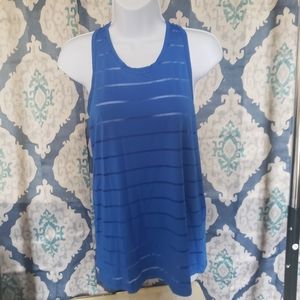 Athletic Works blue striped racerback tank top women's 4-6 small